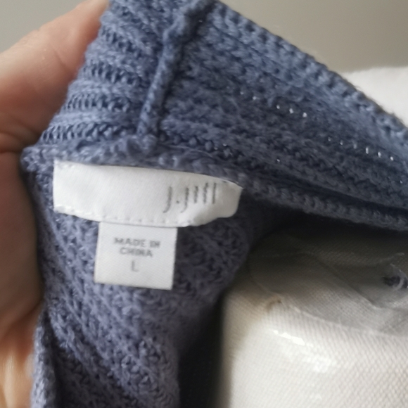 J.Jill Grey blue v neck knit sweater Knit Viscose Nylon Cotton - Picture 5 of 6